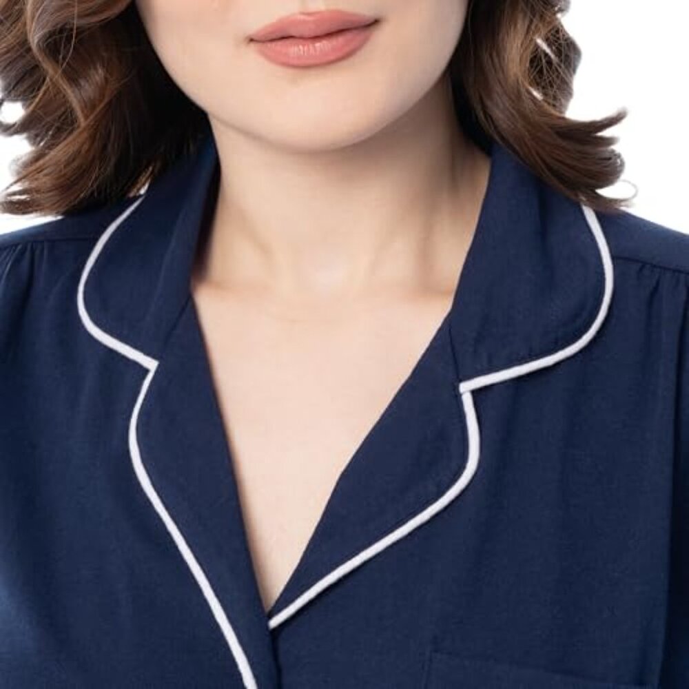 Piped Button Down Sleep Set Classic Chic Lounge W… - image 4